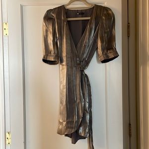 Zara satin silver wrap dress NEW CONDITION